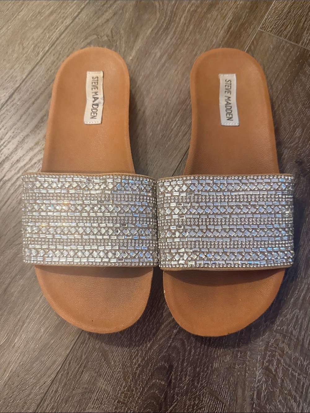 Steve Madden Silver Beaded Slide Sandals - Women's - Size 7